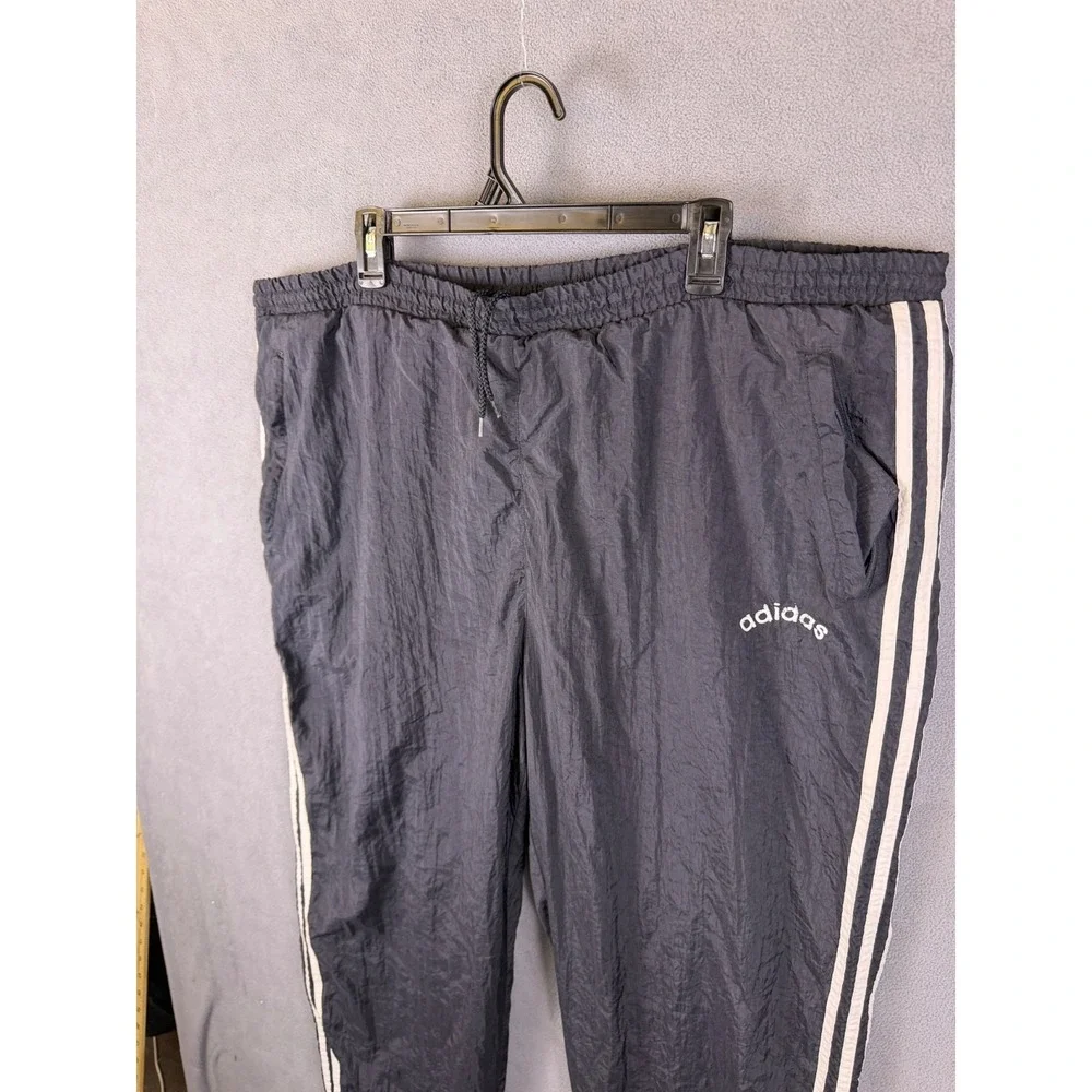 Adidas Track Pants Mens XL Black 3 Stripe‎ Nylon Zip Ankle Vintage 90's